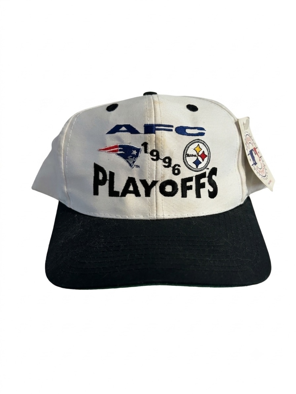 VTG New England Patriots Steelers 1996 AFC Playoffs Hat Cap NWT Logo 7 Snapback
